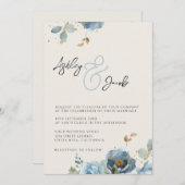 Eleganter Blumenstrauß und Einladung zur Hochzeit (Vorne/Hinten)