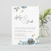 Eleganter Blumenstrauß und Einladung zur Hochzeit (Stehend Vorderseite)