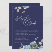 Eleganter Blumenstrauß und Einladung zur Hochzeit (Vorne/Hinten)