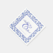 Eleganter Blumenstrauß und Einladung zur Hochzeit Serviette (Ecke)