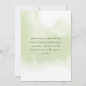 Eleganter Blumenstrauß und Grüne Hochzeit Einladung (Rückseite)