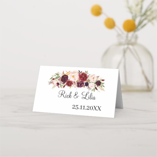 Eleganter Blumentisch Platzkarte (Rückseite)
