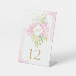 Eleganter Blumentisch, Watercolor-Hochzeitstisch Sockelschild