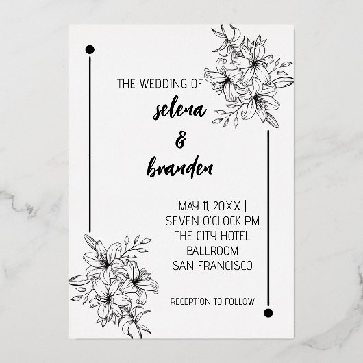 Eleganter Blumenwald Einladung (Vorderseite)