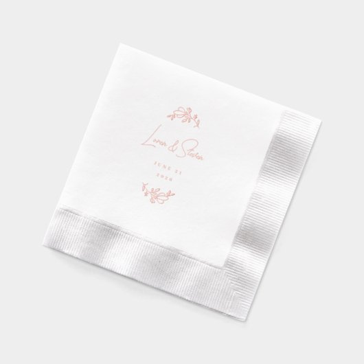 Eleganter Blumenwald Hochzeit Personalisierte Rose Servietten Mit Folie (Links)