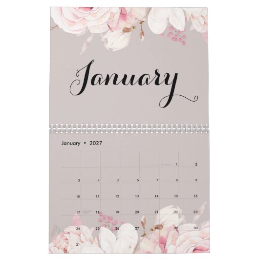 Eleganter Blumenwallkalender 2024 Kalender (Jan 2027)