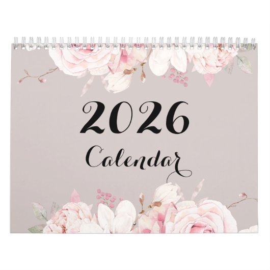 Eleganter Blumenwallkalender 2026 Kalender (Titelbild)