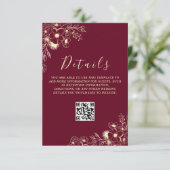 Eleganter Blumenzettel QR-Code Begleitkarte (Stehend Vorderseite)