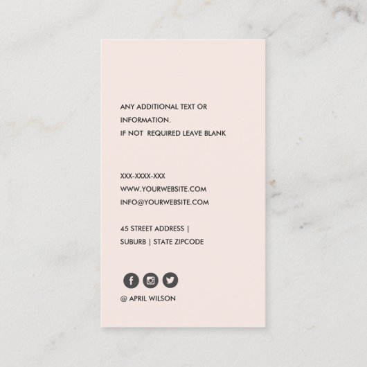 ELEGANTER BLUSFRISCHER ABEND GOWN BRIDAL DRESS VISITENKARTE (Rückseite)