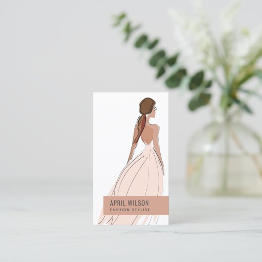 ELEGANTER BLUSFRISCHER ABEND GOWN BRIDAL DRESS VISITENKARTE (Stehend Vorderseite)