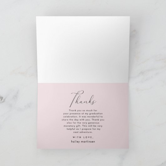 Eleganter Blush Abschluss Danke Foto (Innenseite)