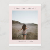 Eleganter Blush Abschluss Danke Foto Postkarte (Vorderseite)