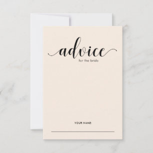 Eleganter Blush Advice für das Brautduschenspiel Hinweiskarte
