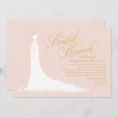 Eleganter Blush and Gold Wedding Gown Bridal Brunc Einladung (Vorne/Hinten)