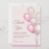 Eleganter Blush & Beige Balloons Geburtstag Dankeskarte (Vorderseite)
