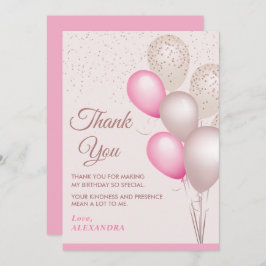 Eleganter Blush & Beige Balloons Geburtstag Dankeskarte