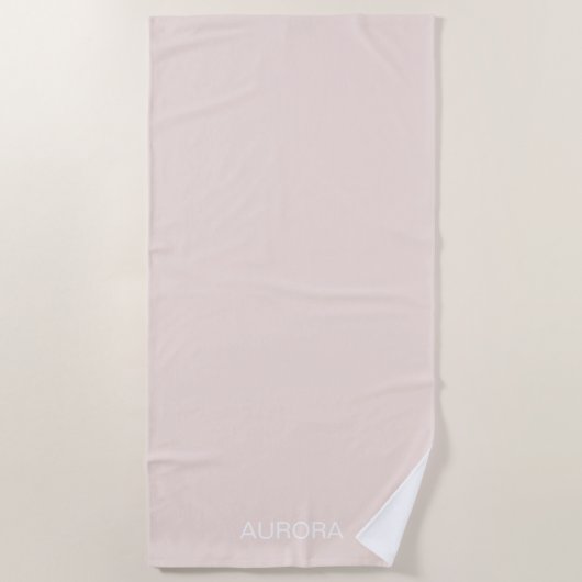 Eleganter Blush Beige Personalisierter Name Strandtuch (Vorderseite)