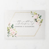 Eleganter Blush Bloral Eukalyptus Alles in einer H Dreifach Gefaltete Einladung (Cover)
