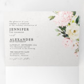 Eleganter Blush Bloral Eukalyptus Alles in einer H Dreifach Gefaltete Einladung (Innen Erste Seite)