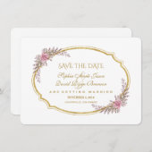 Eleganter Blush Bloral Gold Rahmen Save the Date (Vorne/Hinten)