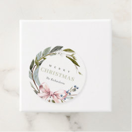 Eleganter Blush Blue Green Winter Weihnachtskranz Geschenkanhänger