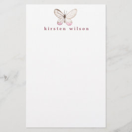 Eleganter Blush Butterfly Personalisiert  Briefpapier