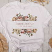 Eleganter Blush Dusty Rose Peonies Bridal Squad T-Shirt
