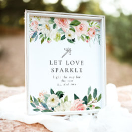 Eleganter Blush Floral Sparkler Abmelden Poster