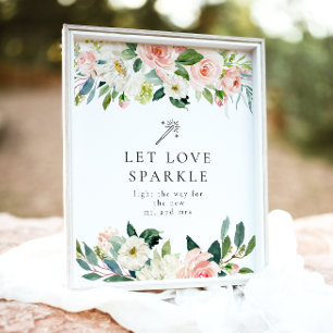 Eleganter Blush Floral Sparkler Abmelden Poster