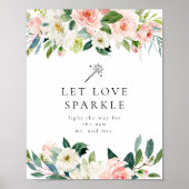 Eleganter Blush Floral Sparkler Abmelden Poster (Vorne)