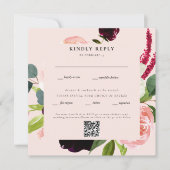 Eleganter Blush Floral Square Wedding QR Code UAWG (Vorderseite)