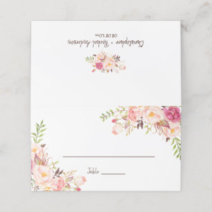 Eleganter Blush Florals Wedding Escort Faltplatz Platzkarte