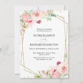 Eleganter Blush Geometric Wedding Jubiläum Einladung (Vorderseite)