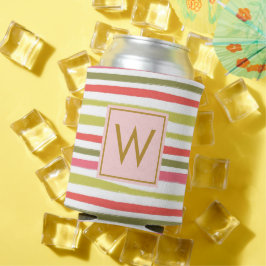 Eleganter Blush Girly Monogram farbenfroh gestreif Dosenkühler