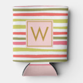 Eleganter Blush Girly Monogram farbenfroh gestreif Dosenkühler (Vorderseite)