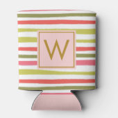 Eleganter Blush Girly Monogram farbenfroh gestreif Dosenkühler (Rückseite)