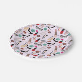 Eleganter Blush Girly Pink Makeup Artist Glamour Pappteller (Schrägansicht)