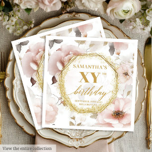 Eleganter Blush Gold 90 Geburtstag Napkins Custom  Serviette