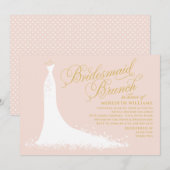 Eleganter Blush Gold Wedding Gown Bridesmaid Brunc Einladung (Vorne/Hinten)