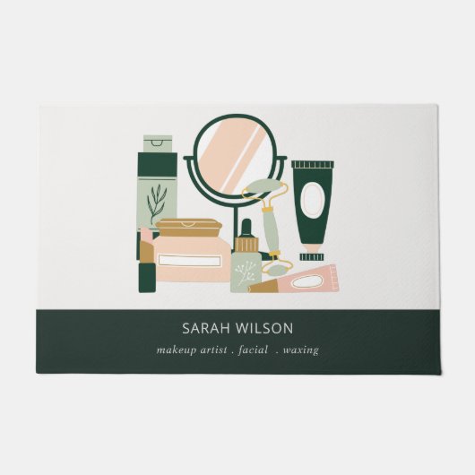 Eleganter Blush Green Makeup Artist Cosmologe Fußmatte (Vorderseite)