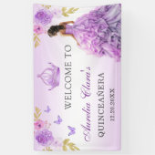 Eleganter Blush Lila Blütenpracht Quinceñera Gebur Banner (Vertikal)