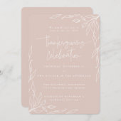 Eleganter Blush Moderner Leaf Motif Erntedank Einladung (Vorne/Hinten)