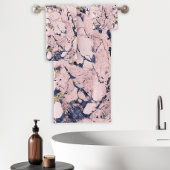 Eleganter Blush Navy Gold Marmor Badhandtuch Set