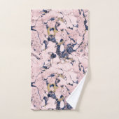 Eleganter Blush Navy Gold Marmor Badhandtuch Set (Handtuch)