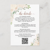 Eleganter Blush Peach Floral Wedding Details QR Co Begleitkarte (Vorderseite)