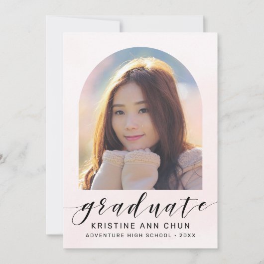 Eleganter Blush Pink Arch 2025 Foto Abschluss Ankündigung (Vorderseite)