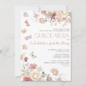 Eleganter Blush Pink Bläsernschmetterling Quincean Einladung (Vorderseite)