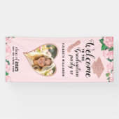 Eleganter Blush Pink Blumen Abschluss Willkommen Banner (Horizontal)
