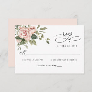 Eleganter Blush Pink Botanische Hochzeit RSVP