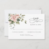 Eleganter Blush Pink Botanische Hochzeit RSVP Karte (Vorderseite)